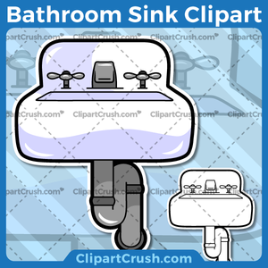 Vector SVG PNG Bathroom Sink clipart for teachers, school, kids, businesses or anyone that needs a cool Bathroom Sink for their projects. Black & white Bathroom Sink vector line art included. Great for logos, icons, curriculum.