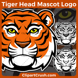 Unique and original SVG PNG Tiger Heads Mascot Logo clipart for your school or team. Black & white Tiger Head vector line art included. Great for Volleyball, soccer, football, lacrosse, baseball, or softball sports teams that are proudly represented by a Tiger Heads Mascot! Eagle PRIDE!