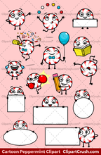 Emoji Clipart Candy Peppermint Character Set - 15 Mascot Poses! Great for Christmas Projects