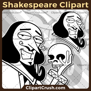 Vector SVG PNG Black & White Shakespeare clipart for teachers, school, kids, businesses or anyone that needs a cool Shakespeare for their Hamlet, Romeo & Juliet, Othello, Writing, Literature projects. Black & white Shakespeare vector line art included. Great for logos, icons, curriculum.