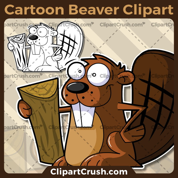 Cute Cartoon Beaver Clipart - Happy Smiling Beaver Clip Art - Beaver SVG Vector Art Graphics