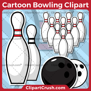 Cartoon Bowling Ball & Pins Clipart