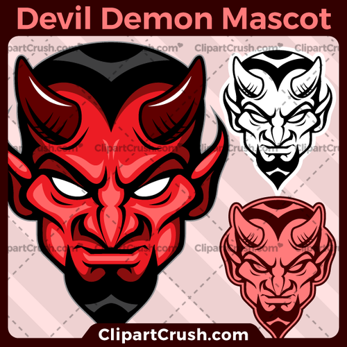 Unique and original SVG PNG Devils Mascot Logo clipart for your school or team. Black & white vector line art included. Great for basketball, soccer, football, lacrosse, baseball, or softball sports teams