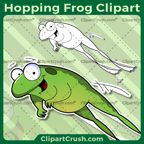 Cute Cartoon Jumping Frog Clipart - Happy Smiling Hopping Frog Clip Art - Leaping Frog SVG Vector Art Graphics