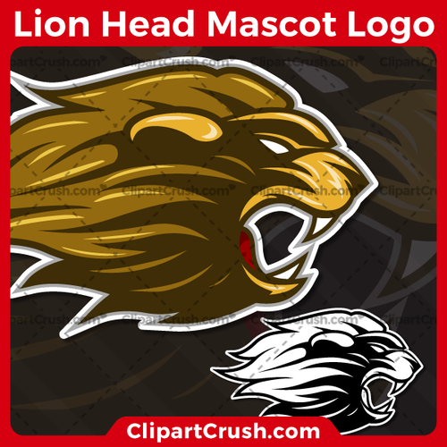 Unique and original SVG PNG Lion Heads Mascot Logo clipart for your school or team. Black & white Lion Head vector line art included. Great for Mountains, soccer, football, lacrosse, baseball, or softball sports teams that are proudly represented by a Lion Heads Mascot! Lion PRIDE!