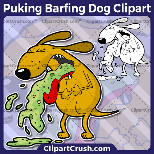 Cartoon Barfing Puking Dog Clipart vector png svg
