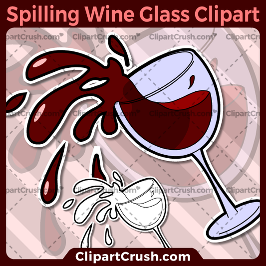 Vector SVG PNG Spilling Wine Glass clipart for teachers, school, kids, businesses or anyone that needs a cool Spilling Wine Glass for their projects. Black & white Spilling Wine Glass vector line art included. Great for logos, icons, curriculum.