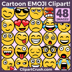 Cartoon emoji clipart expressions and emotions png transparent backgrounds and borders