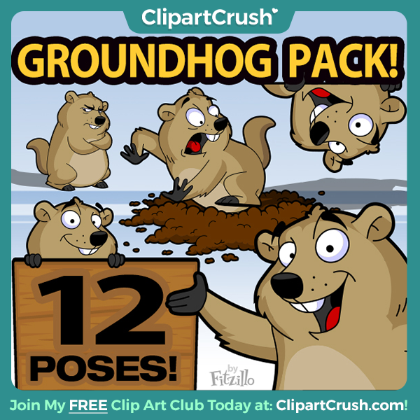 Cartoon Groundhog Clipart Pack - Cute Groundhog Day Clip Art