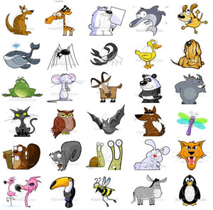 Cartoon Animal Clipart Pack - 60 Cartoon Animals Included